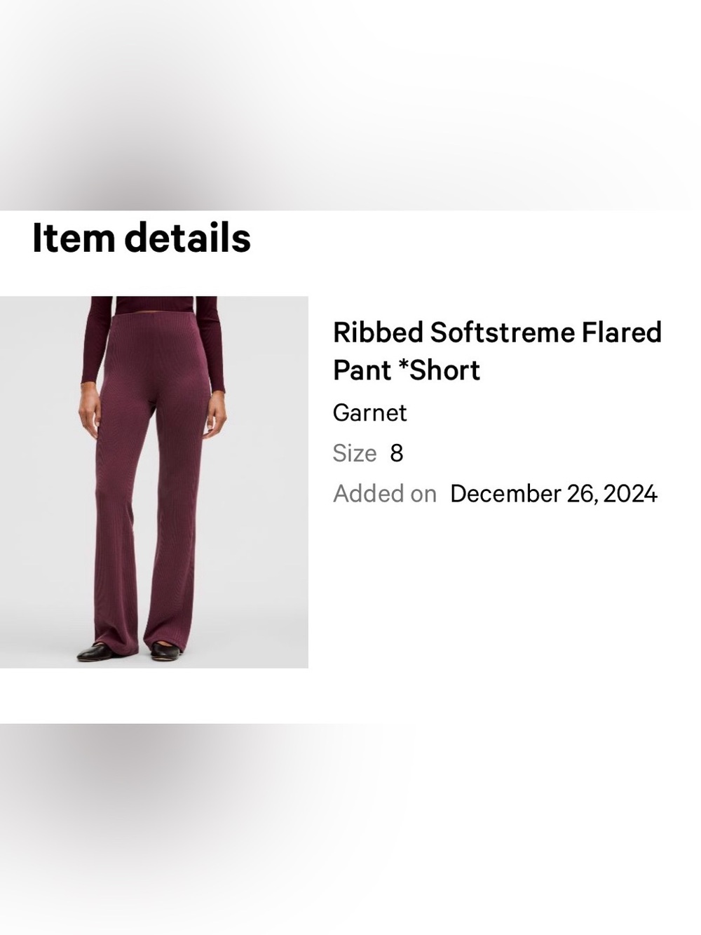 lululemon athletica Ribbed Softstreme Flared Pant - Garnet